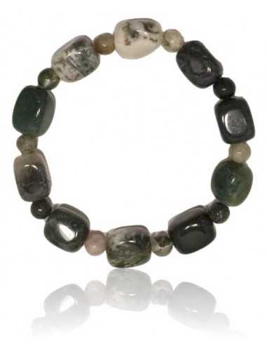 Bracelet agate indienne pierres cubiques et boules