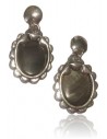 Boucles d'oreilles nacre pendantes boutons ovales vintage