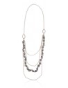 Collier sautoir multirangs perles cristal et tissu tulle