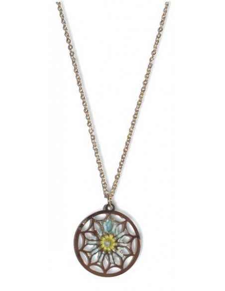 Collier acier inoxydable pendentif mandala couleur