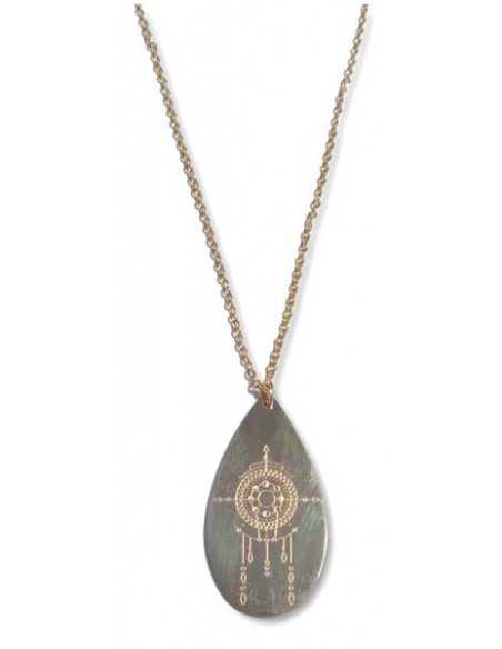 Collier acier inoxydable pendentif goutte motif attrape rêves