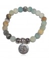 Bracelet amazonite avec charm motif zen pierres boules 10 mm