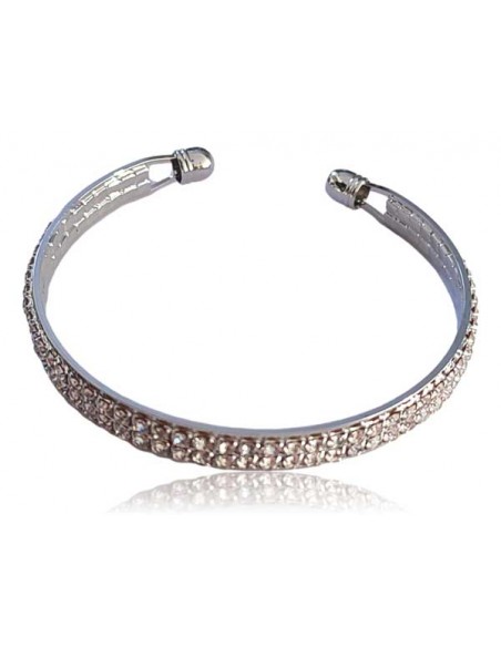 Bracelet rigide ouvert 2 rangées de strass