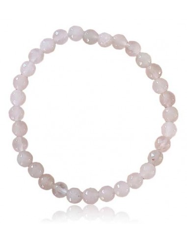 Bracelet quartz rose pierres boules facettées 6 mm