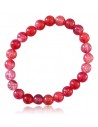 Bracelet agate rouge craquelée boules 8 mm