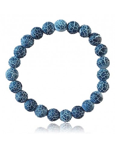 Bracelet agate mate noire craquelée boules 8 mm