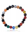 Bracelet agate multicolore noir pierres boules 8 mm