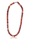 Collier agate marron clair pierres boules 10 mm